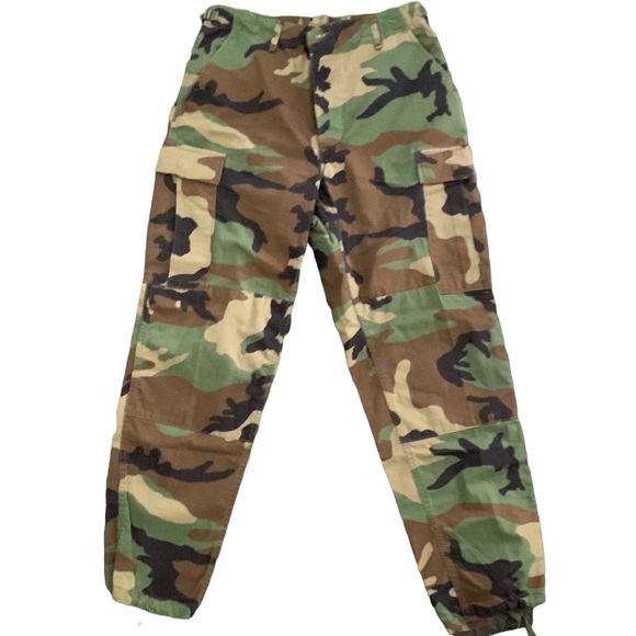MENS CARGO PANTS VINTAGE CAMO HEAVY WEIGHT SIZE 32 - Picture 2 of 12